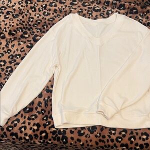 P’TULA- Cream V-Neck Sweater